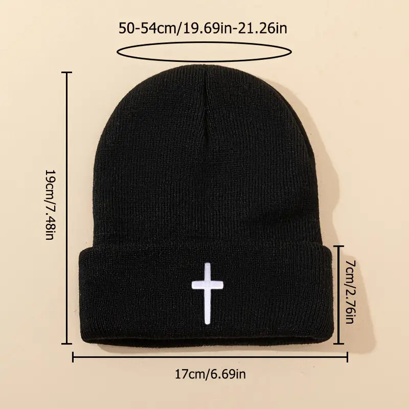 Cross Knitted Hat (White)